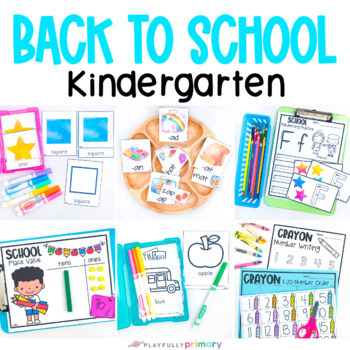 Preview of Kindergarten Math Centers + Literacy Centers, Back to School August Morning Tubs