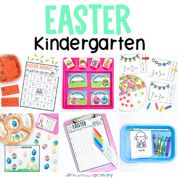 Preview of Kindergarten Math Centers + Literacy Centers, Easter + April Morning Tubs