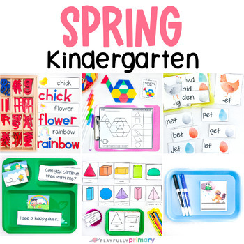 Preview of Kindergarten Math Centers + Literacy Centers, Spring + March Morning Tubs