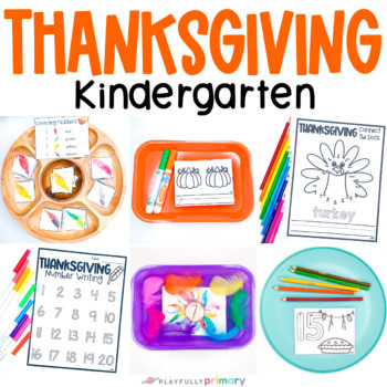 Preview of Kindergarten Math Centers + Literacy Centers, Thanksgiving November Morning Tubs