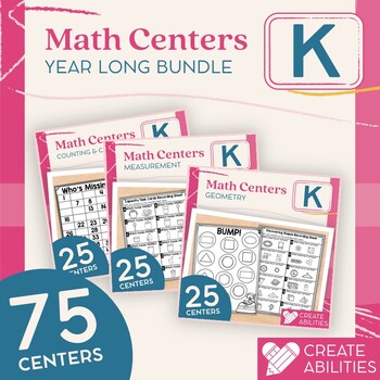 Preview of Kindergarten Math Centers Year Long Bundle