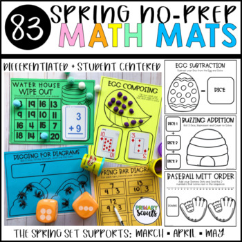 Preview of Kindergarten Math Centers | Spring Math Kindergarten | Kindergarten Math Games