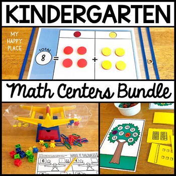 Preview of Kindergarten Math Centers Year-Long Bundle - 50 Math Station Activities