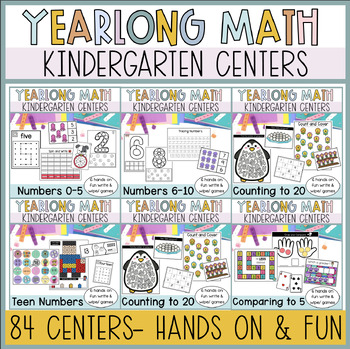 Preview of Kindergarten Math Centers Yearlong Bundle
