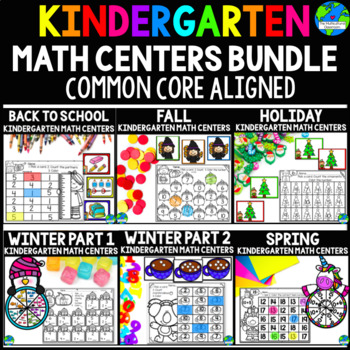 Preview of Kindergarten Math Centers and Kindergarten Math Worksheets Bundle