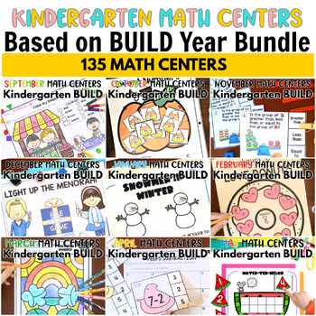 Preview of BUILD Math Centers for the Year- Kindergarten