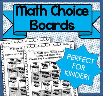 Preview of Kindergarten Math Choice Boards {Set of 5}