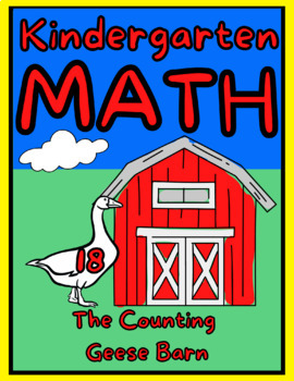 Preview of Kindergarten Math worksheet Color Number 18  Geese Barn Farm Theme Decor