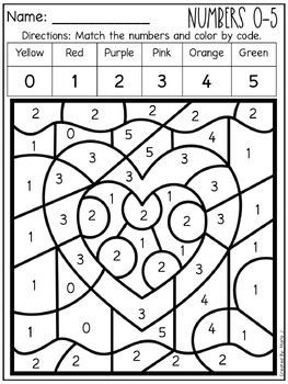 Kindergarten Math Color-by-Number | Valentine Themed by CreatedbyMarloJ