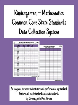 Preview of Kindergarten Math Common Core Standards CCSS Data Collection Recording EDITABLE