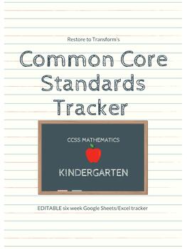 Preview of Kindergarten Math Common Core Standards Tracker [EDITABLE]