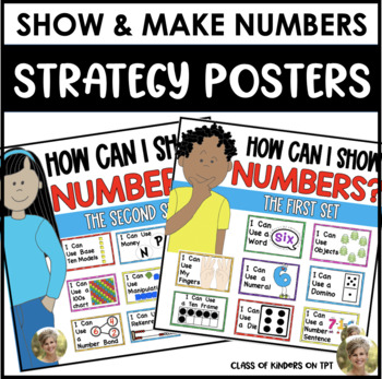 Preview of Math Strategy Posters Show & Make Numbers Different Ways Kindergarten & First
