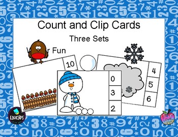 Preview of Count and Clip Cards Kindergarten Math - Winter Fun