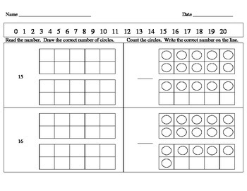 Kindergarten Math Counting Book and Worksheets (11-20) by Kathryn Gehrs