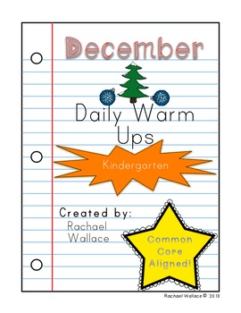 Preview of Kindergarten Math Daily Warm Ups for December