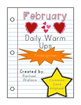 Preview of Kindergarten Math Daily Warm Ups for February