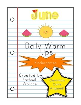 Preview of Kindergarten Math Daily Warm Ups for June