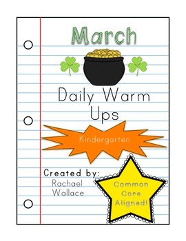 Preview of Kindergarten Math Daily Warm Ups for March