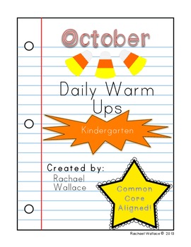 Preview of Kindergarten Math Daily Warm Ups for October