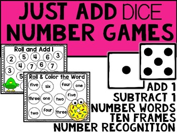 Preview of Kindergarten Math Dice Games - NO PREP Math, Just ADD DICE Distance Learning