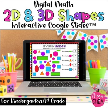 Preview of Kindergarten Math Digital 2D Shapes & 3D Shapes for Distance Learning on Google