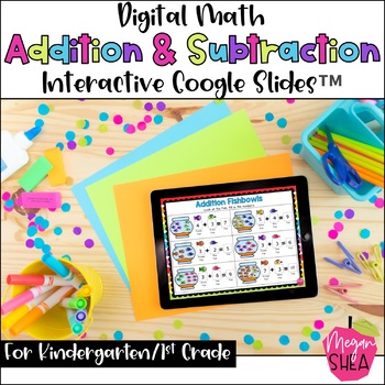 Preview of Kindergarten Math Digital Addition Subtraction for Distance Learning on Google