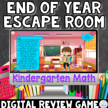 Preview of Kindergarten Math Digital End of Year Review Escape Room Game 