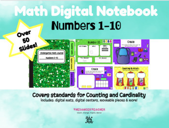 Preview of Kindergarten Math Digital Notebook: Numbers 0-10