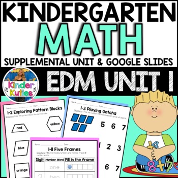 Preview of Kindergarten Math - EDM UNIT 1 Supplemental Worksheet & Vocab | Google Slides