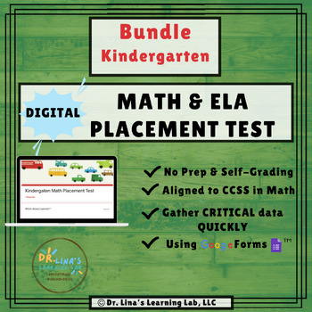 Preview of Kindergarten Math & ELA Diagnostic/Placement Test BUNDLE