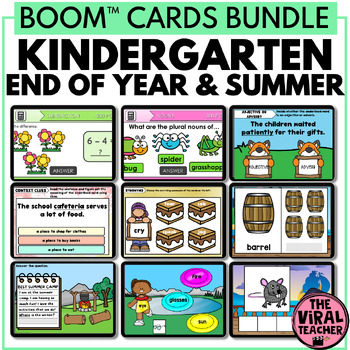 Preview of Kindergarten Math & ELA End of the Year Summer Escape Rooms and Review Game Show