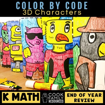 Preview of Kindergarten Math End of Year Review | Color by Code