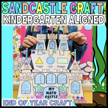 Preview of Kindergarten Math End of Year Review May June Summer Sandcastle Craft Bulletin