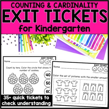 Preview of Kindergarten Counting and Cardinality Math Exit Tickets, Exit Slips Count to 100