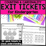 Kindergarten Counting and Cardinality Math Exit Tickets, E