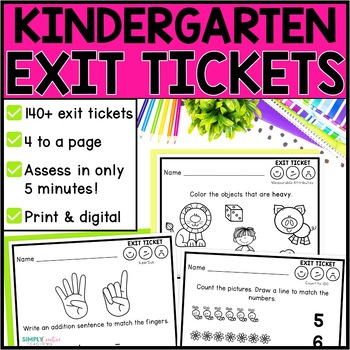 Preview of Kindergarten Math Exit Tickets Exit Slips, Math Assessments Bundle