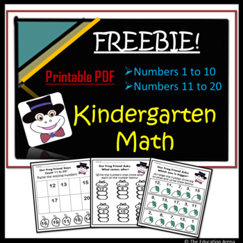 Preview of Kindergarten Math FREEBIE | Numbers 1 to 10 | Numbers 11 to 20 | Write | Arrange