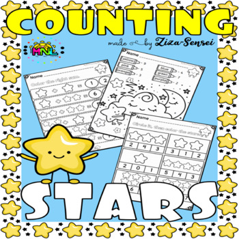 Preview of Math Centers And No-Prep Worksheets 1-10 Activity Pack Star Theme