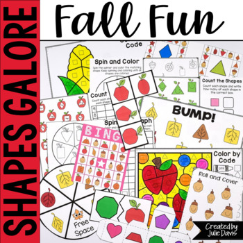 Preview of Kindergarten Math | Fall 2D Shapes Games | Center Activities
