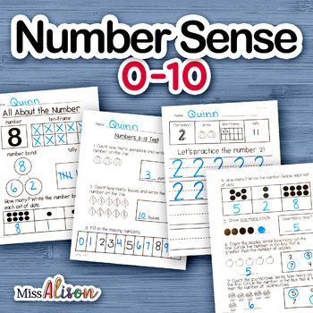 Preview of Kindergarten Math: Fall Number Sense Unit #1-10 Worksheets