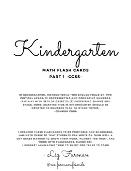 Preview of Kindergarten Math Flashcards (40)  -Pt. 1-