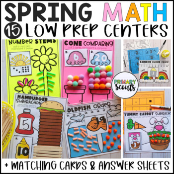 Preview of Kindergarten Math Games LOW prep SPRING Centers