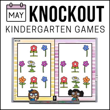 Preview of Kindergarten Math Games for May - Knockout Games for 3D Shapes, Facts, & More!