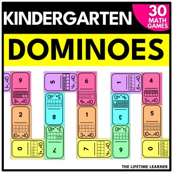 Preview of Kindergarten Math Dominoes Math Games Activities Centers Printable Bundle