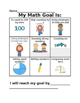 Preview of Kindergarten Math Goal Setting Sheet