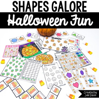 Preview of Kindergarten Math | Halloween 2D Shapes Games | Center Activities