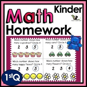 Preview of Kindergarten Math Weekly Homework Worksheets and Spiral Review Activities - 1stQ
