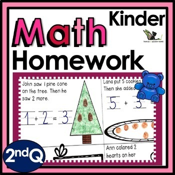 Preview of Kindergarten Math Weekly Homework Worksheets and Spiral Review Activities - 2ndQ