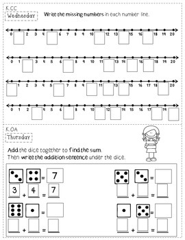 kindergarten math homework 3rd quarter tpt