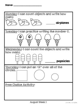 kindergarten math homework packet pdf